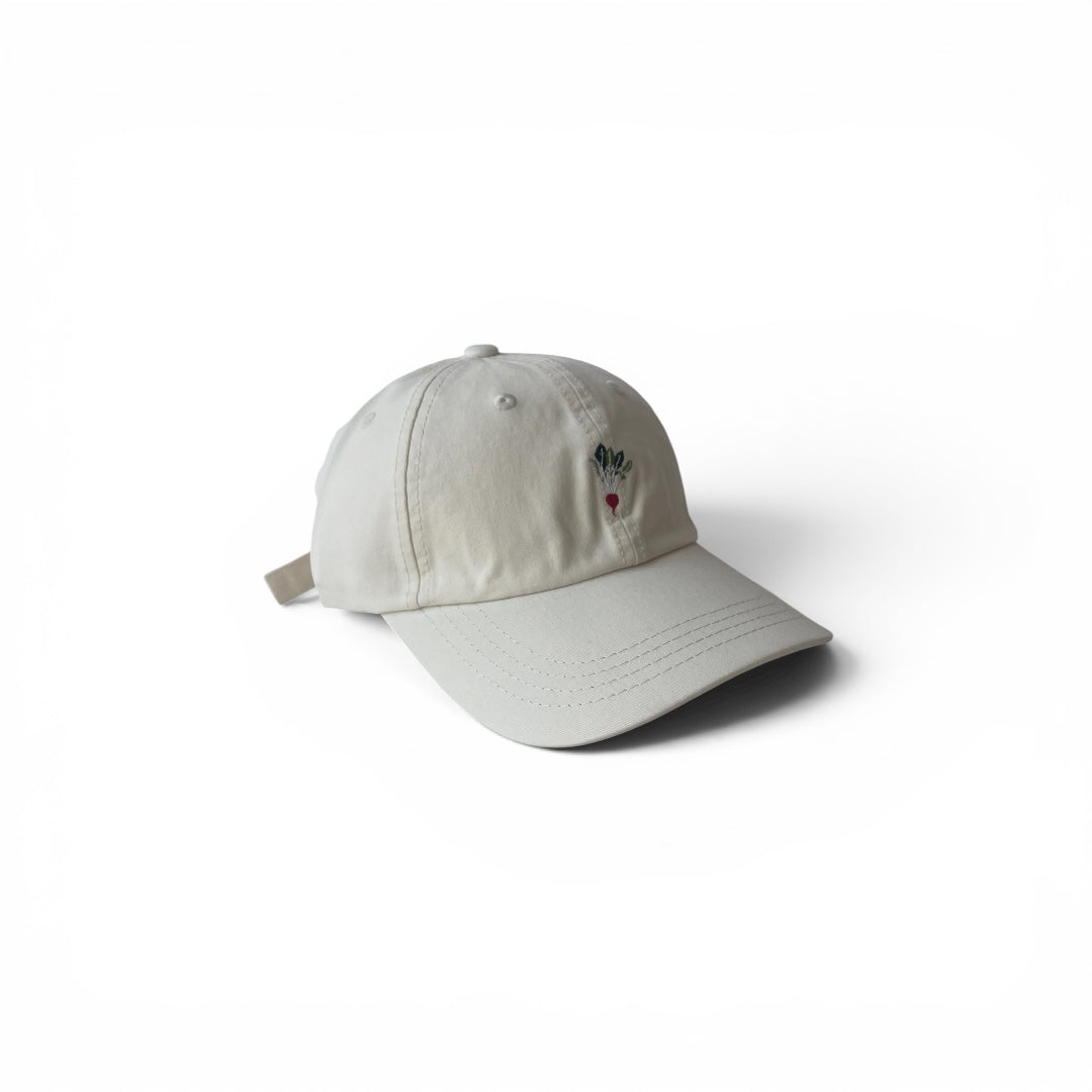 White Radish Embroidered Cap